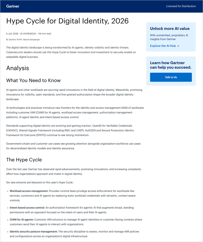 Gartner Hype Cycle for Digital Identity – Front Cover